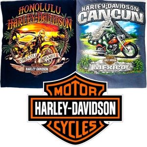 Harley Davidson Motorcycle Cancun Mexico Honolulu Hawaii Vintage Shirt Bundle